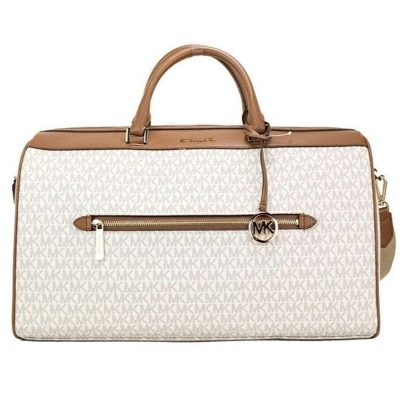 Michael Kors Travel XL Vanilla Top Handle Zip Duffle Weekender Luggage Bag - Picture 1 of 7